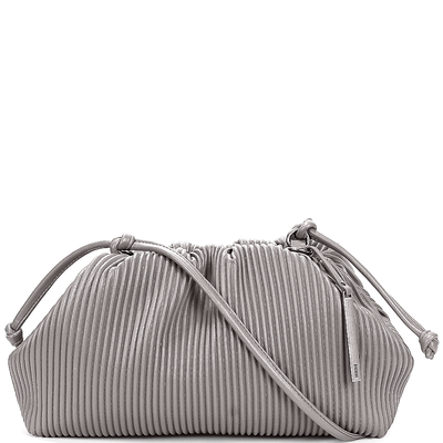 Bolsa Pouch Média Soft Canelada com Alça Transversal Removível Cinza