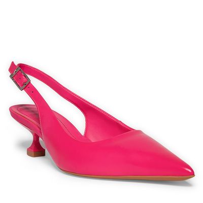 Scarpin couro pelica soft pink fluor