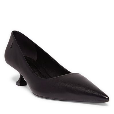 Scarpin Couro Preto Salto Baixo Taça