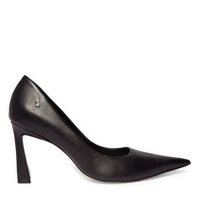 Sapato Scarpin Preto Couro Bico Fino