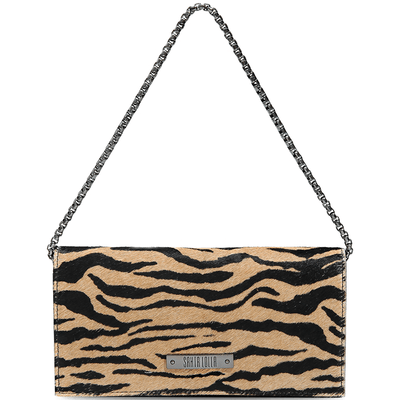 Bolsa Baguete Carteira Pequena Animal Print Tigre Bege