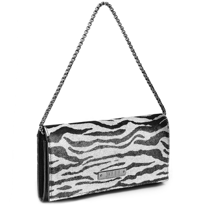 Bolsa Baguete Carteira Pequena Animal Print Tigre Branca