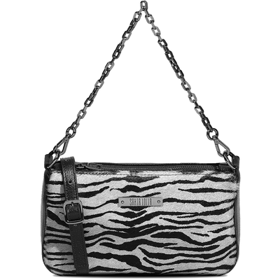 Bolsa Baguete Pequena Animal Print Tigre Branco