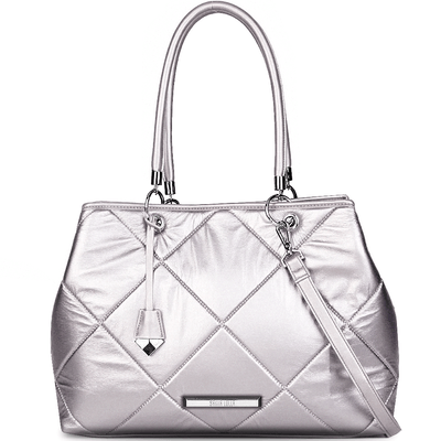 Bolsa Shopper Universitária Matelassê Metalizada Cinza