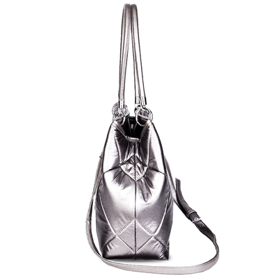 Bolsa Shopper Universitária Matelassê Metalizada Cinza