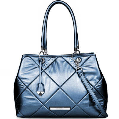 Bolsa Shopper Universitária Matelassê Metalizada Azul