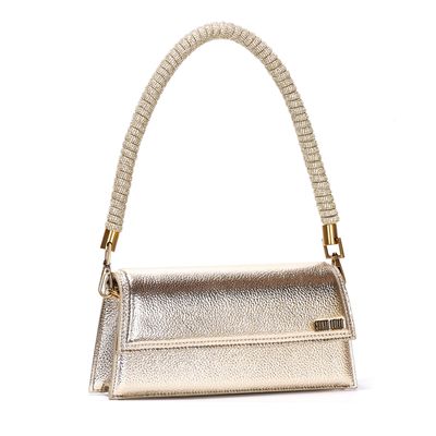 Bolsa Metalizada Dourada Alça Brilho