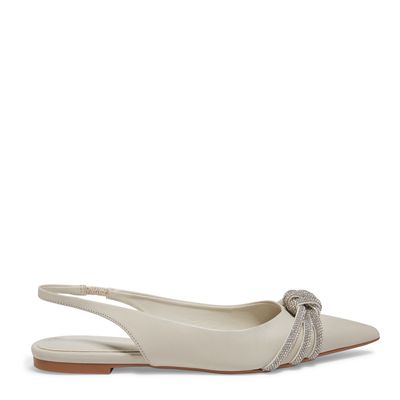 Sapatilha Off White Tiras De Brilho Bico Fino