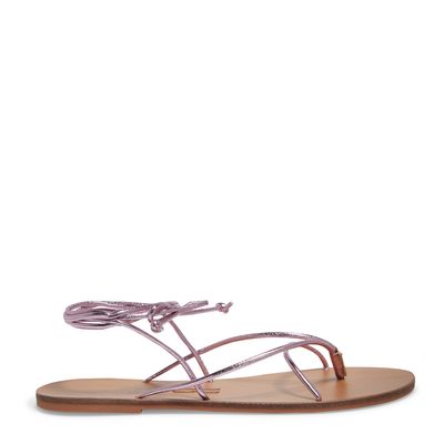 Rasteira Metalizada Rosa Amarração