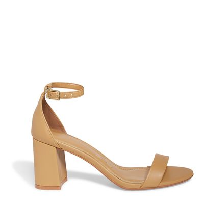 Sandália Napa Soft Bege Palha Salto Bloco