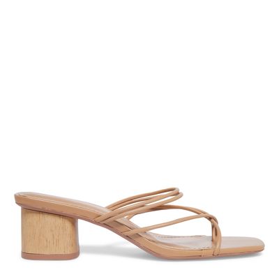 Mule Napa Soft Bege Salto Grosso Baixo