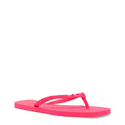 Chinelo Flip Flop Borracha Rosa Bico Quadrado Spikes