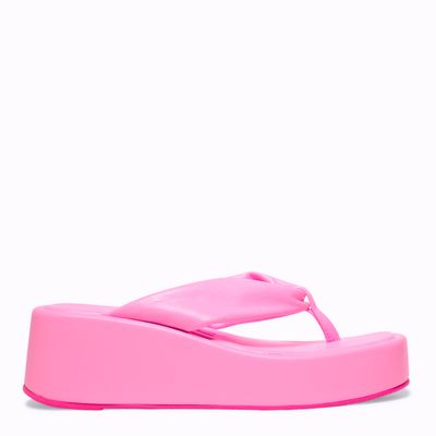 Sandália Papete Thong Plataforma Flatform Rosa