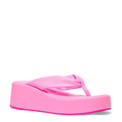 Sandália Papete Thong Plataforma Flatform Rosa