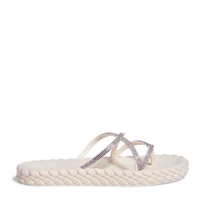 Rasteira Strass Borracha Off White