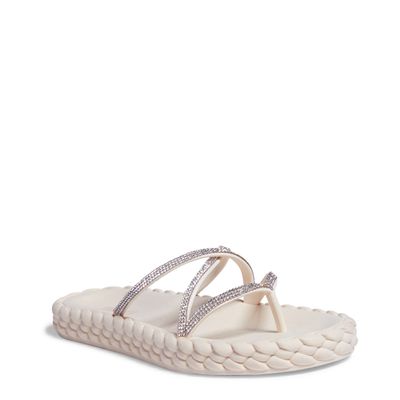 Rasteira Strass Borracha Off White