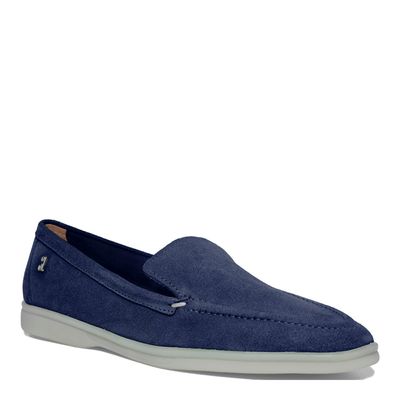 Mocassim Couro Camurça Azul Marinho