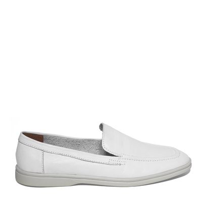 Mocassim Couro Confort Off White