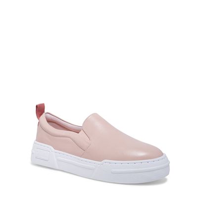 Tênis Slip On Couro Confort Rosa