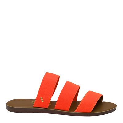 Rasteira Tiras Elástico Laranja Neon