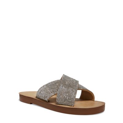Rasteira Cristal Tiras Cruzadas Prata