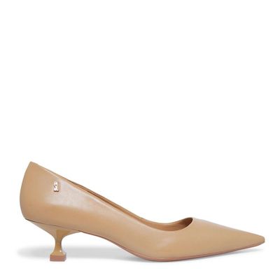 Scarpin couro pelica soft castor