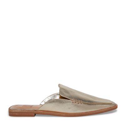 Mule Loafer Couro Cristal Ouro Light