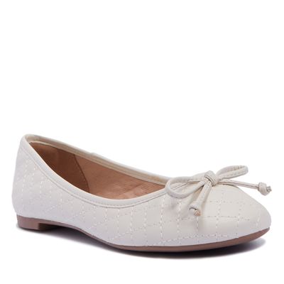 Sapatllha Bico Redondo Napa Soft Off White Laço