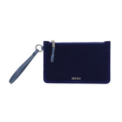 Clutch Azul Marinho Veludo Alça De Mão