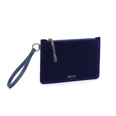 Clutch Azul Marinho Veludo Alça De Mão