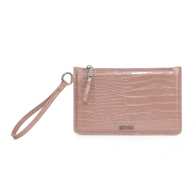 Clutch Croco Dusty Rose Alça De Mão