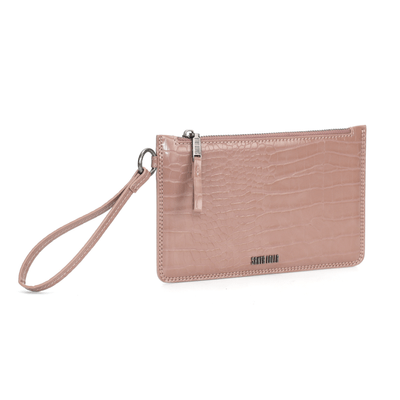Clutch Croco Dusty Rose Alça De Mão