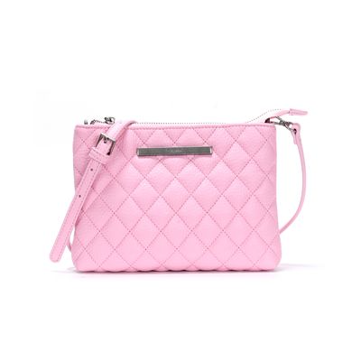 Bolsa Matelassê Transversal Rosa Claro