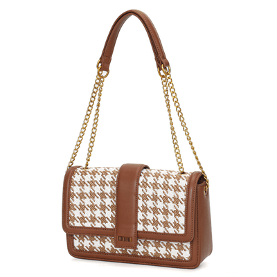 Bolsa Tramado Marrom Alça De Ombro Corrente