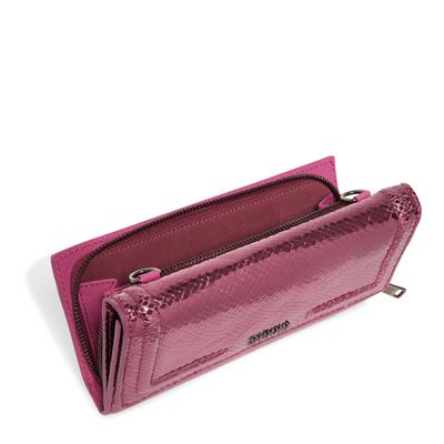 Bolsa Carteira Rosa Fúcsia Alça Transversal Metalizada