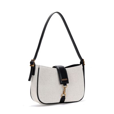 Bolsa Baguete Palha Preto E Cinza