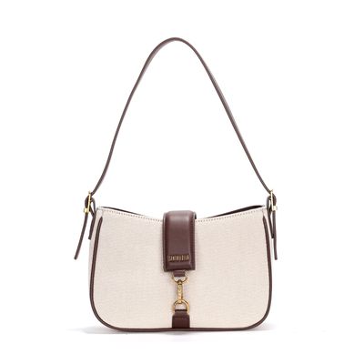 Bolsa Baguete Palha Marrom E Bege