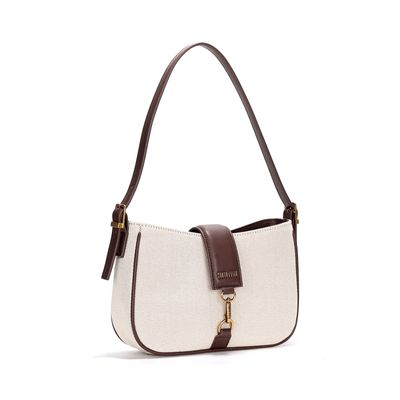 Bolsa Baguete Palha Marrom E Bege