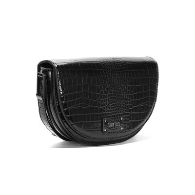 Bolsa Preta Croco Alça Fina Ajustável