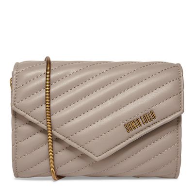 Bolsa Carteira Cinza Matelassê Transversal