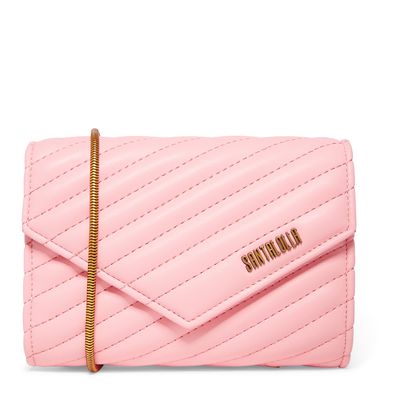 Bolsa Carteira Rosa Matelassê Transversal