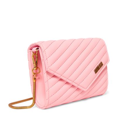 Bolsa Carteira Rosa Matelassê Transversal