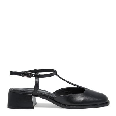 Scarpin Boneca Preto Bico Redondo