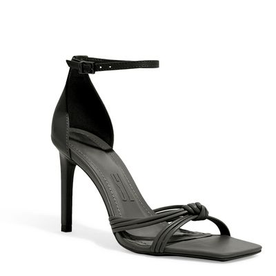 Sandalia Napa Soft Preta Salto Alto Fino