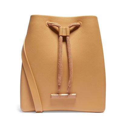 Bolsa Bucket Borracha Alça Transversal Bege