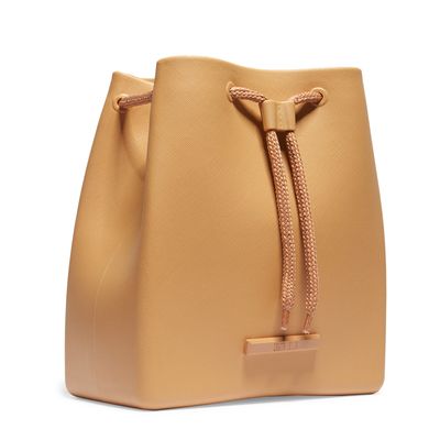 Bolsa Bucket Borracha Alça Transversal Bege