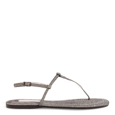 Rasteira Cinza Textil Brilho
