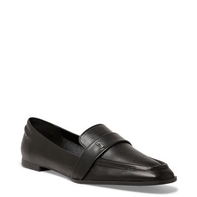 Mocassim Couro Soft Preto Bico Quadrado