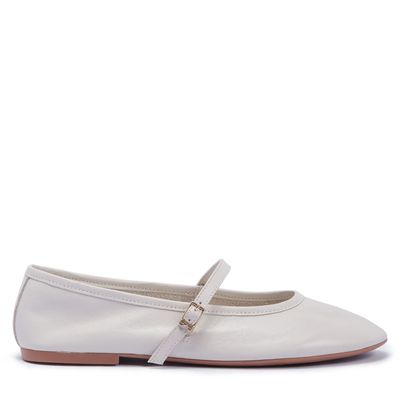 Sapatilha Boneca Couro Off White