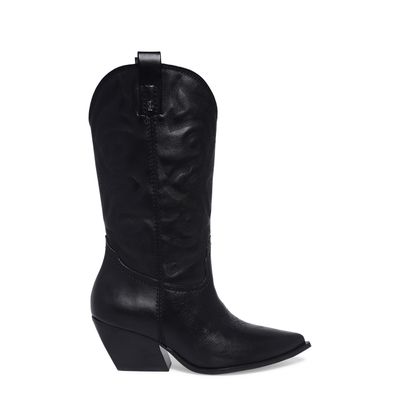 Bota Western Preta Cano Baixo Bico Fino